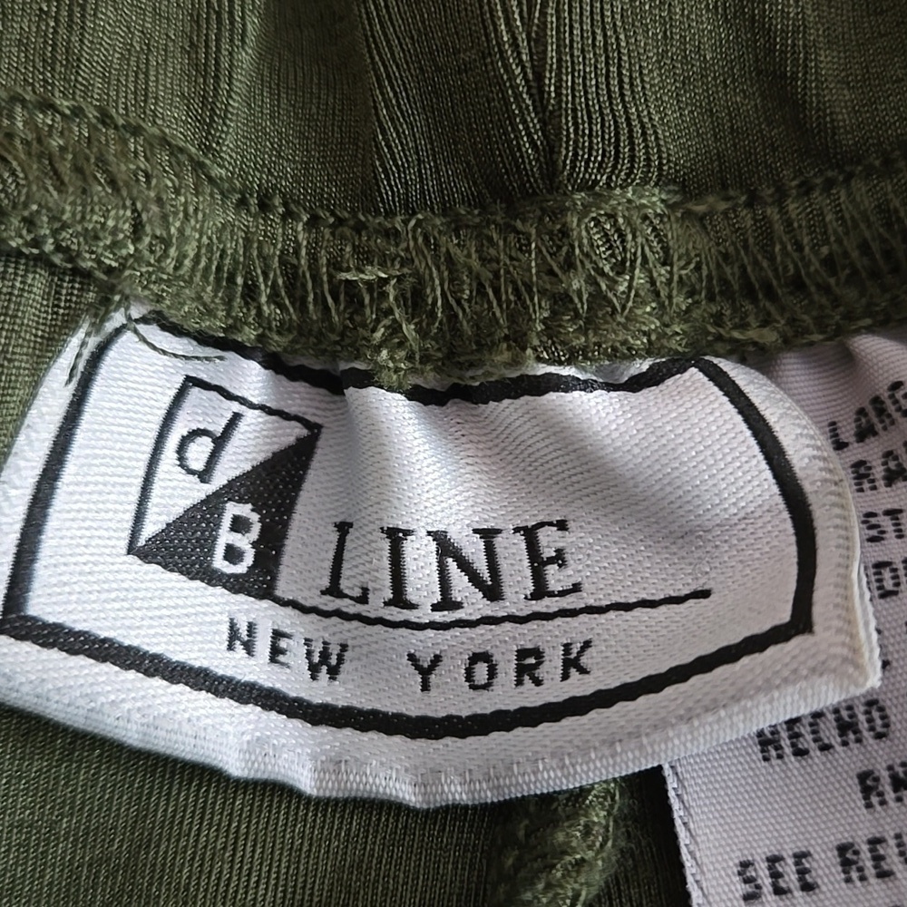 dB Line New York Olive Green Elastic Waist Pull on Pants Wide Leg Women size L - Picture 3 of 8